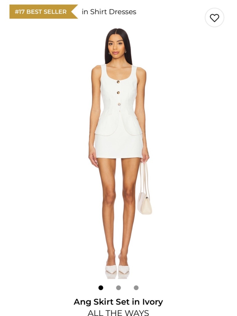 All the Ways Ang Skirt Set in Ivory S, white button down vest and mini skirt set